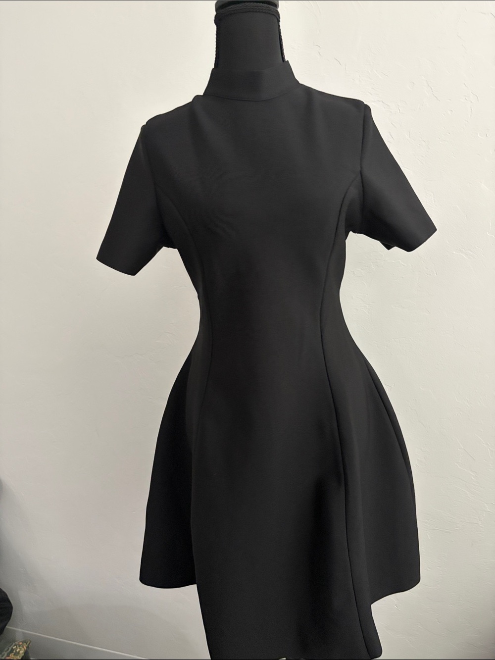 Fashion Nova Black Short-Sleeve Mini Fit-and-Flare Dress